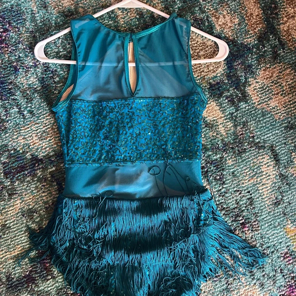 Teal Sequin Fringe Dance Costume - Brand - Picture 3 of 5